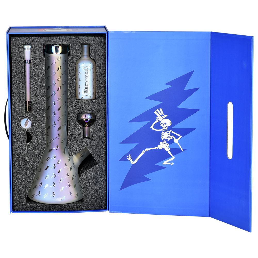Grateful Dead x Pulsar Bolts And Skellies Glass Beaker Water Pipe Set | 13.75" | 14mm - Image 12