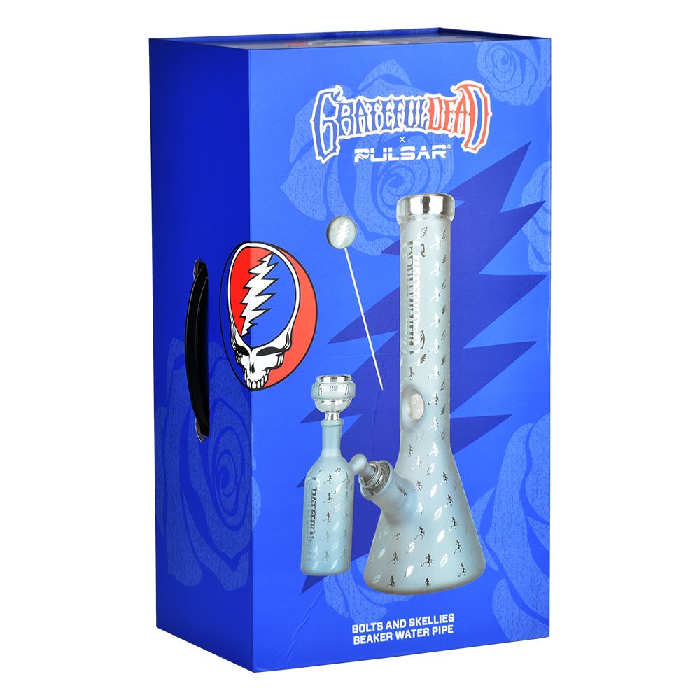 Grateful Dead x Pulsar Bolts And Skellies Glass Beaker Water Pipe Set | 13.75" | 14mm - Image 6