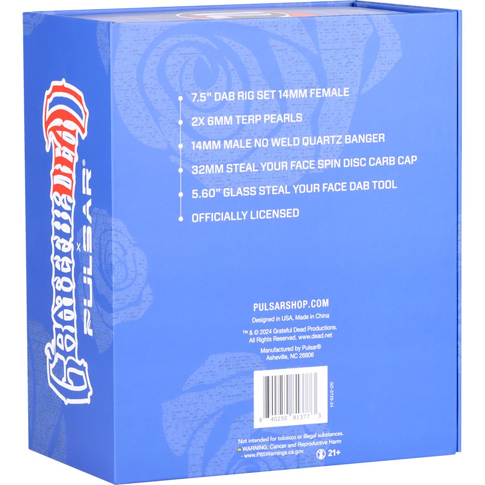 Grateful Dead x Pulsar Lightning Bell Dab Rig Set - 7.5" / 14mm F - Image 6