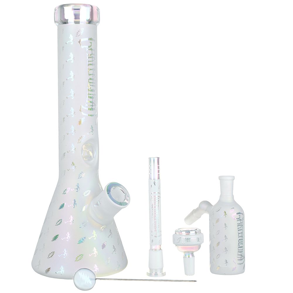 Grateful Dead x Pulsar Bolts And Skellies Glass Beaker Water Pipe Set | 13.75" | 14mm - Image 10