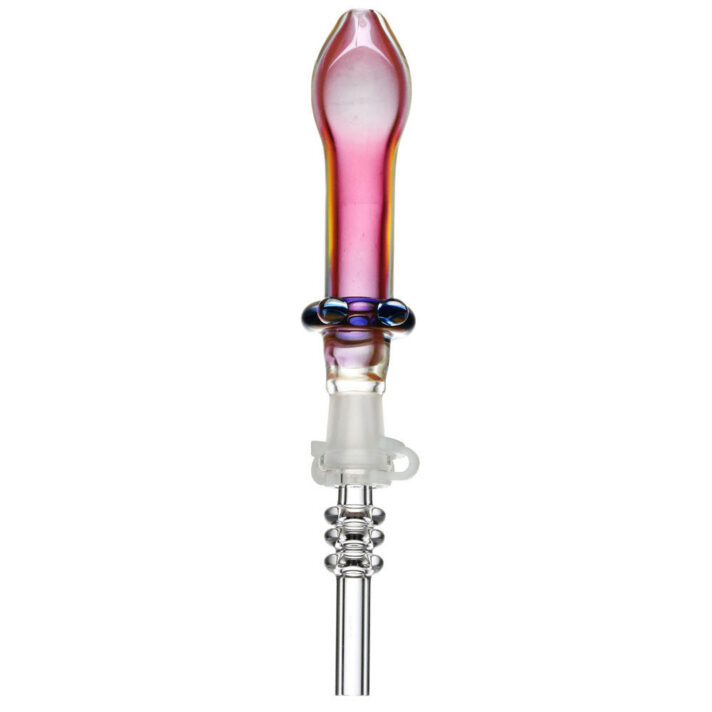 Pulsar Fumed Glass Footed Honey Straw - Titanium Tip / 5.75"